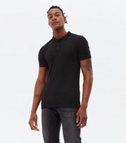 New Look Black Short Sleeve Muscle Fit Polo Shirt